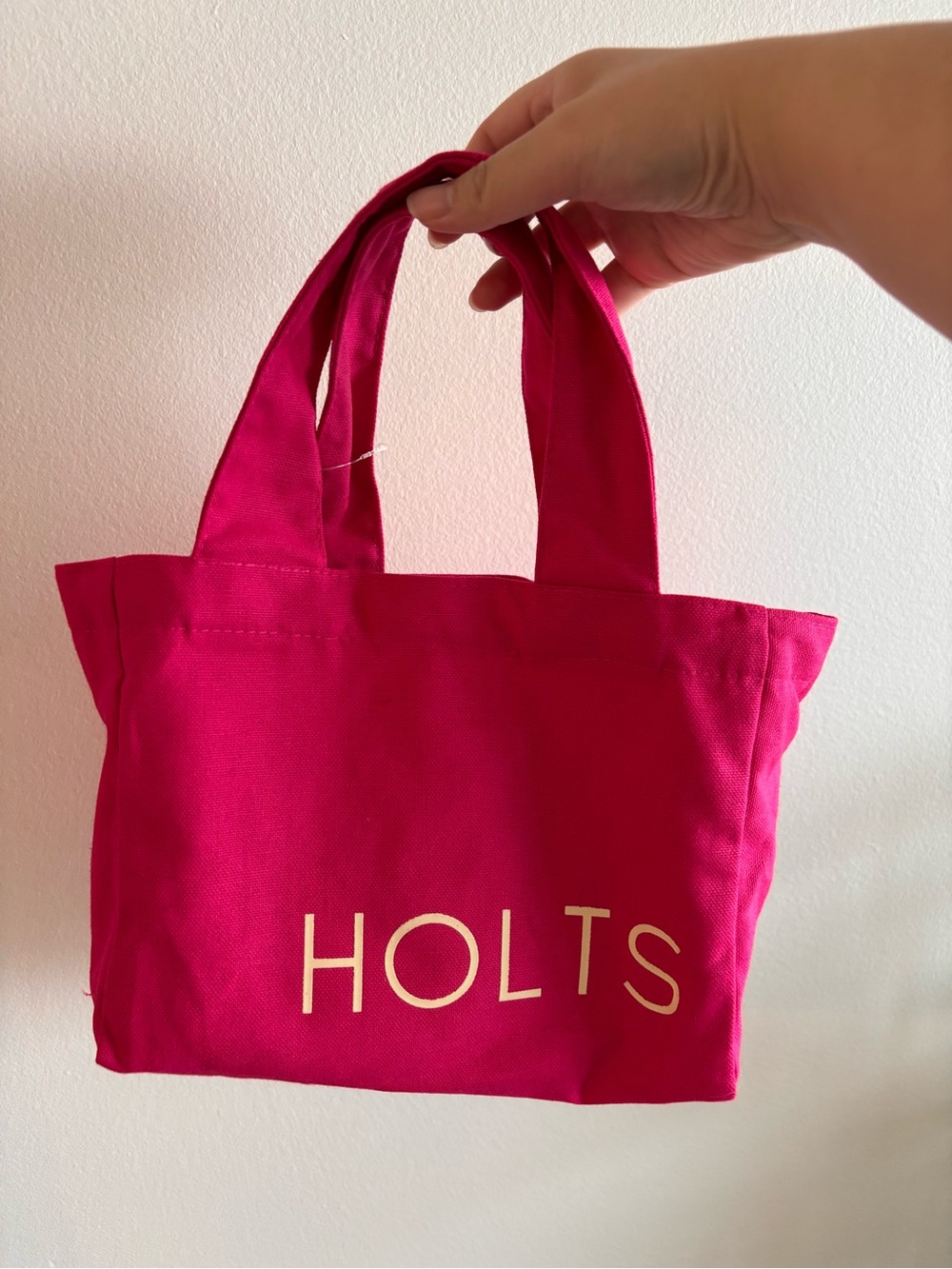 NEW Holt Renfrew Small Pink Cotton Canvas Tote Bag